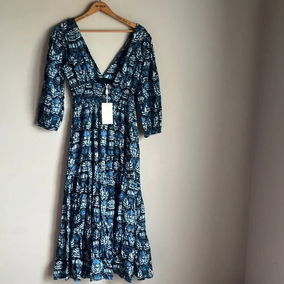 NEW caroline constas dahlia navy print dress - Picture 3 of 11